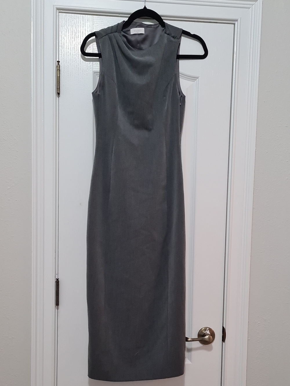 Meshki - Sleeveless Gray Midi Sheath Dress